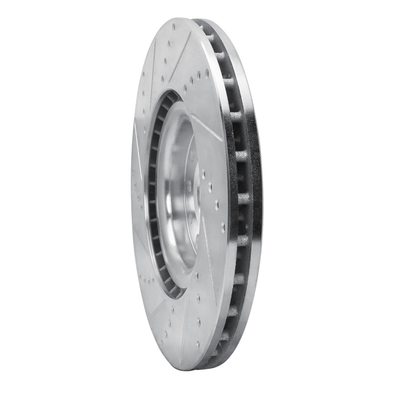 Alfa Romeo Giulia Brake Rotor (1) - Front Right - R1 Concepts - Drilled & Slotted - Silver - `17-`25